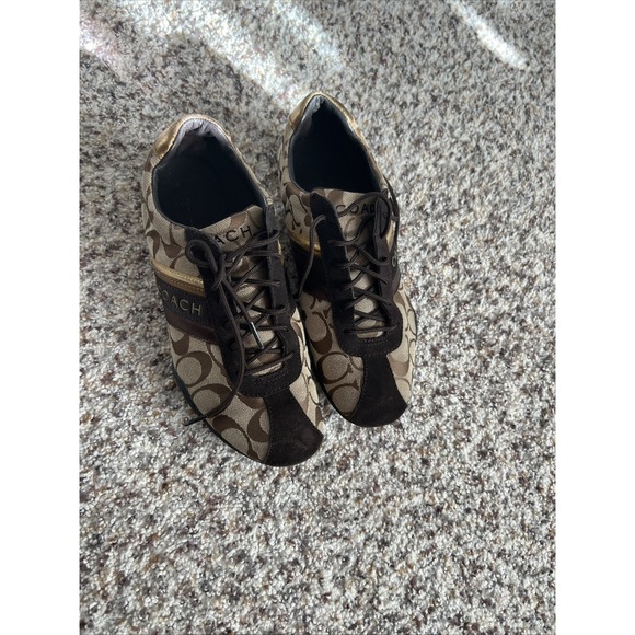 Coach Shoes - Coach Women's "Jayme" Signature Print Sneakers Brown Beige Size 8 Great Cond